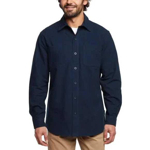 Woolrich Chamois Shirt Men Small 100% Cotton Long Sleeve Button Down Navy NWT - Picture 1 of 10